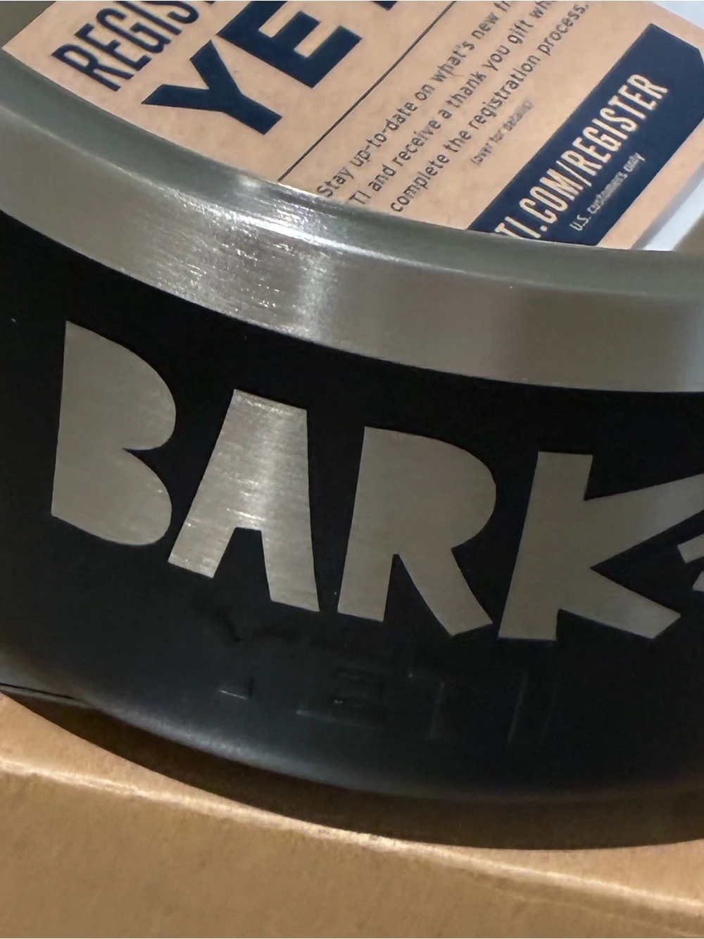 Yeti Bark Pet Bowl in Black with Silver Interior